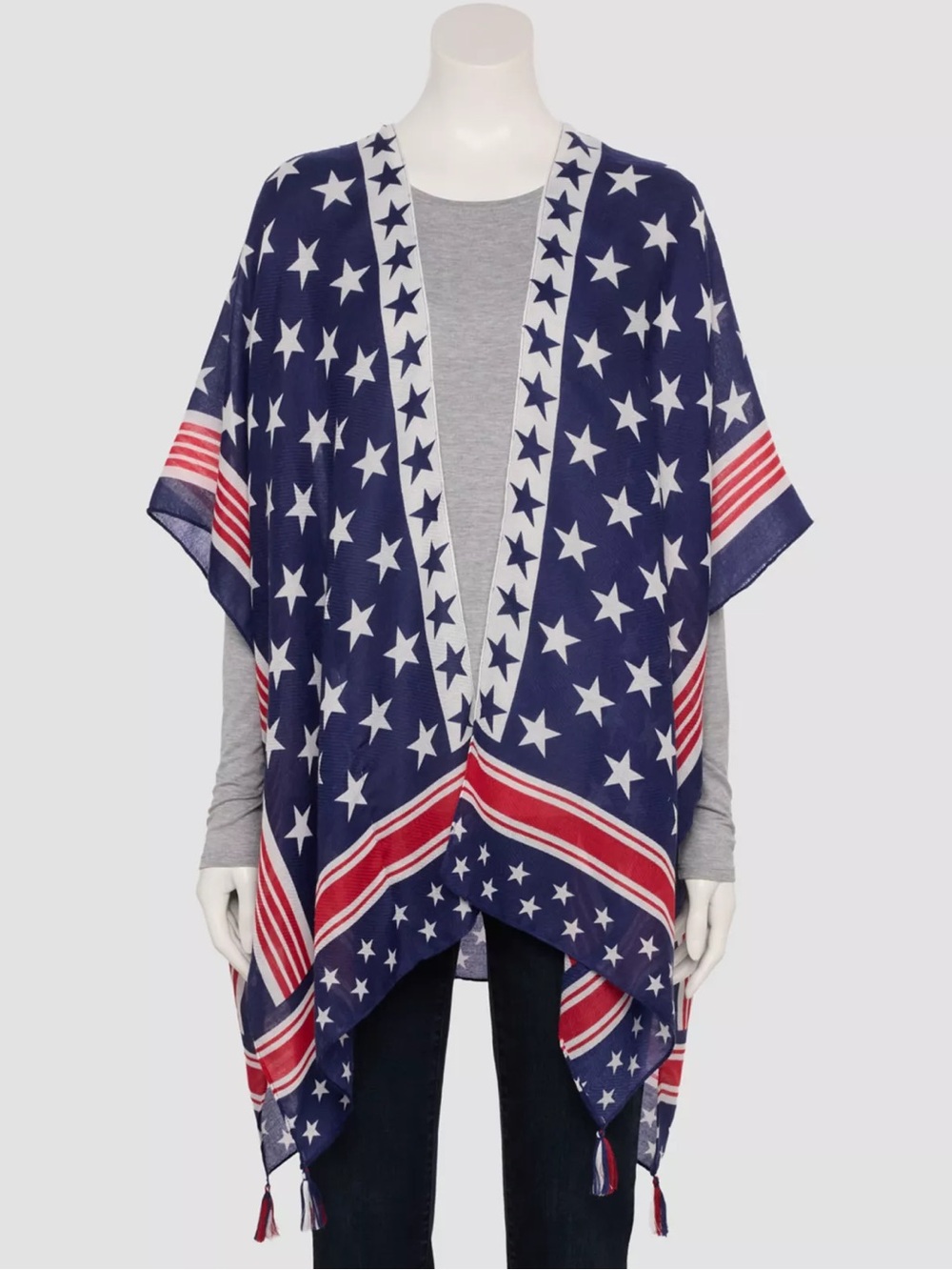 Americana Stars & Stripes Mix Ruana Poncho